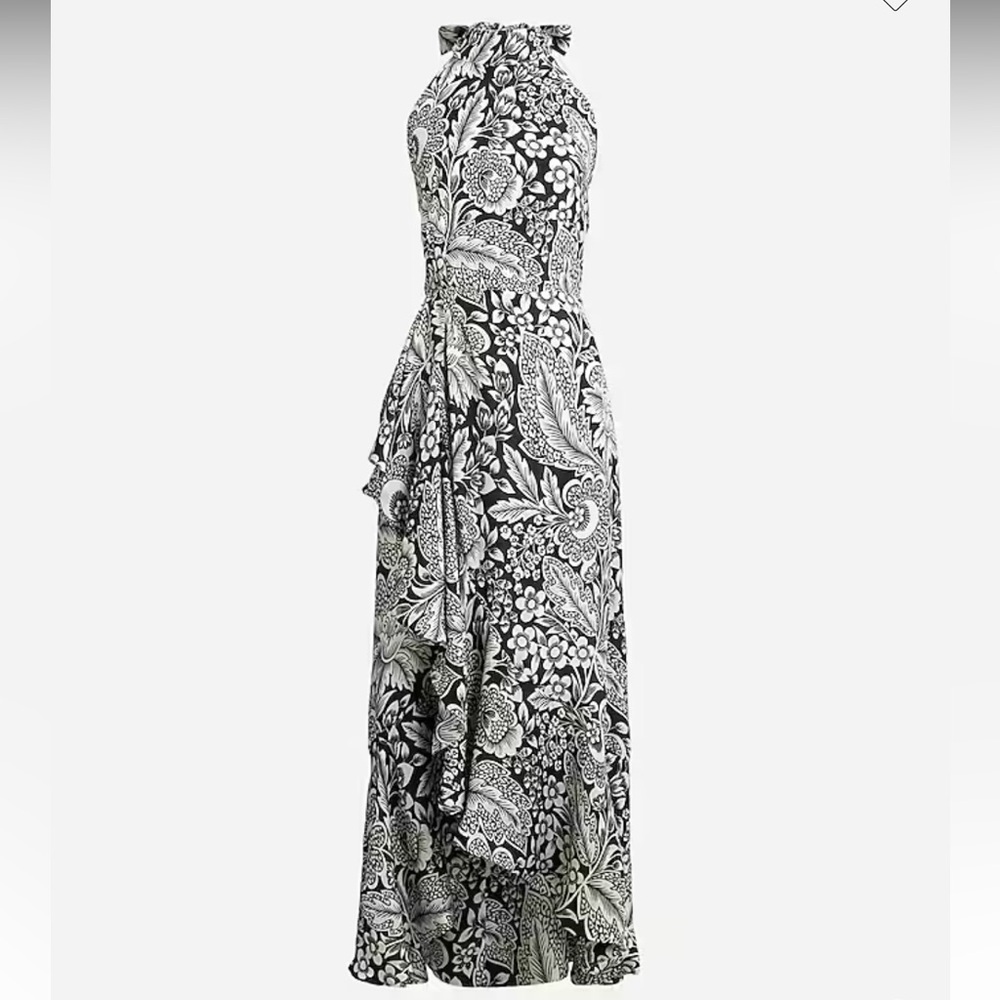 NWT J.Crew Collection halter-tie cupro-blend dress in classic floral print Sz 8